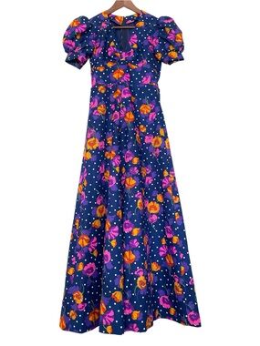 Handmade Floral Maxi Dress Cottagecore Puff Sleeve Boho Vintage Inspired